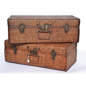 Two Chinese cane suitcases, each 67 cm long