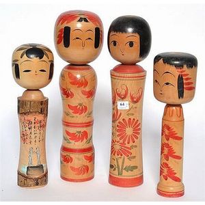 Group of four large Japanese Kokeshi dolls, the tallest 37 cm…