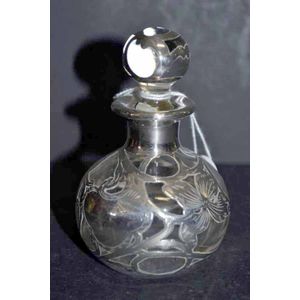 Silver overlaid scent bottle