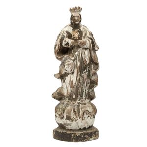 A distressed carved timber Santos figure, height 37 cm