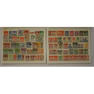 Two pages of Australian pre-decimal stamps including kangaroo…