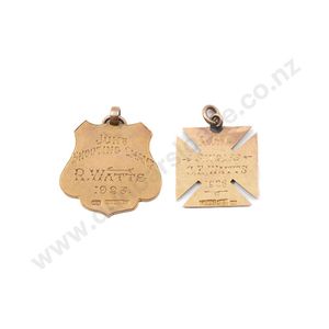 Two rifle club fob medals the first in gold (9ct, 4.0gms, 25 x…