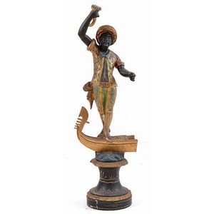 A Venetian polychrome blackamoor figure, modelled as a male…