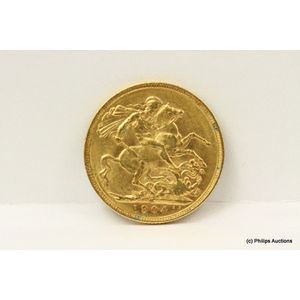 A 1904 gold Australian sovereign coin, 22ct yellow gold, dated…