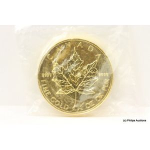 A gold 2001 Canadian 50 dollar coin, 24ct gold, stamped 1 oz…