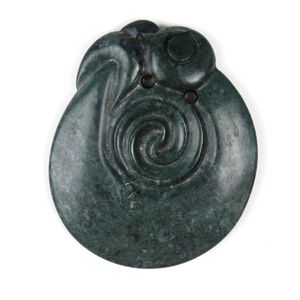 A pounamu koropepe pendant as above with fine ring eye, height…