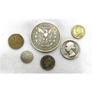 A USA silver $1- dollar coin & five other USA coins