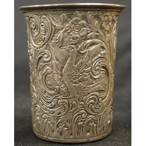 Antique continental silver kiddush beaker rubbed marks,…