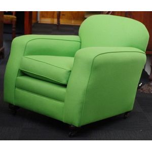 Art deco lounge chair reupholstered in green, 80 cm wide, 80 cm…