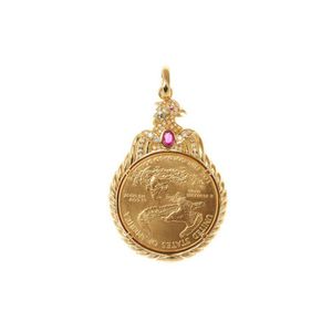 Authentic 1900 Liberty Coin Pendant 900 Coin 14k Bezel 5 Dollar