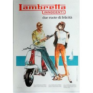 Large Lambretta, original Italian advertising poster, Graphic…