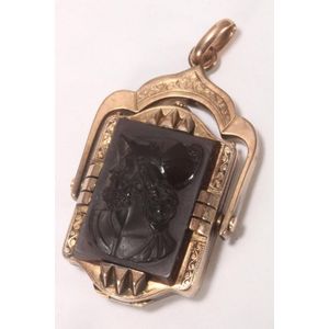 Antique Sterling Silver Cameo top Pendant With Black Onyx 26 Grams