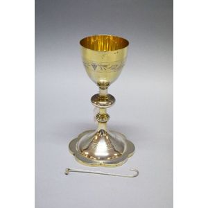 Sterling silver chalice & liturgical spoon. Marked 925 STG. EJ…