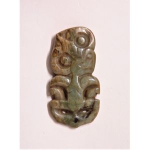 A pre-European Maori carved pounamu hei tiki, traditional form…