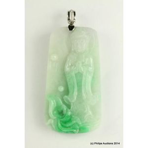 Jade Guan Yin Pendant with Diamond Bail - Pendants/Lockets - Jewellery