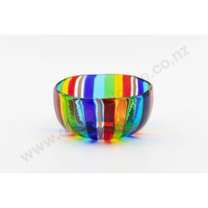 Murano Candy Stripe Art Glass Dish - Original Label - Venetian / Murano