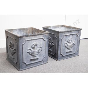 Georgian reproduction cast iron box planters 40 cm high
