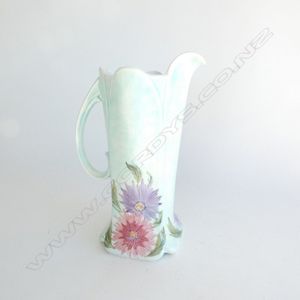 A Radford ewer vase pale green with pastel flowers. Tall square…