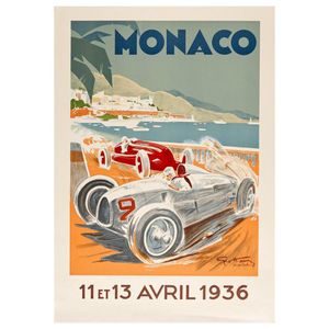 George Ham - Monaco grand Prix poster 1936, lithograph vintage…
