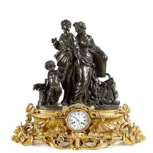 Deniere Paris Mantel Clock with Neo-Classical Figures