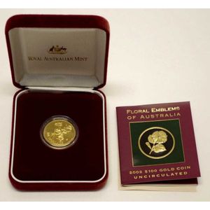 Australian 2001 UNC $100 gold coin 999/1000, 1/3 Troy oz