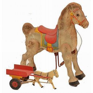 Unboxed Pressed Metal and Wooden Horse and Cart (A/F) - Juvenalia ...