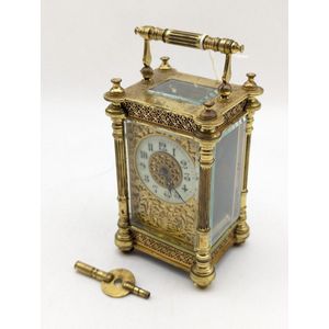 French 19th Century Brass Carriage Clock with Enamel Dial - Clocks ...