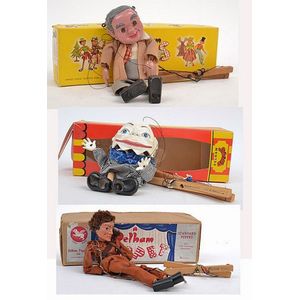 Three Pelham puppets, including Walt Disneys Davy Crockett;…