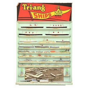 Rare Triang Minic ships shop display, ships displayed on card…