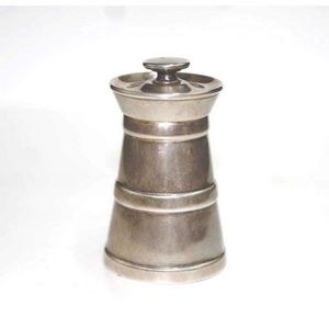 Pair of 1960's English Pepper Grinders Wood with Sterling Silver