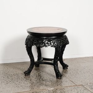 Chinese Marble Top Tall Stand, 20th C.