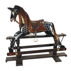 A Victorian style painted rocking horse, the grey dappled black…