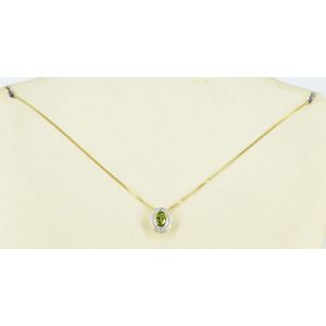 A peridot pendant, oval cut green stone set in 9ct yellow gold,…