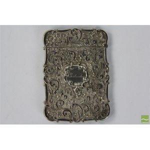 Victorian embossed sterling silver 'Castle top' card case by…