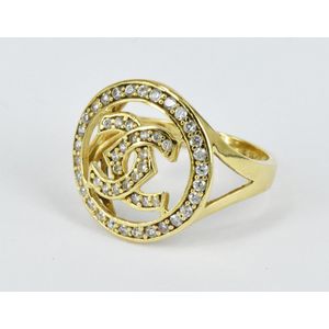 CHANEL RING LOGO CC GOLD SIZE 53 IN TRANSPARENT RESIN 7 RING GRAMS  ref.736038 - Joli Closet