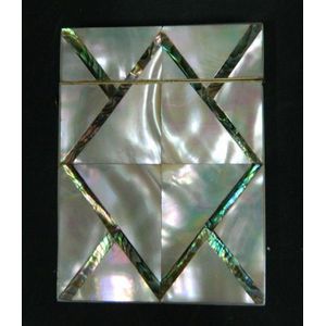 A Victorian mother of pearl & paua shell card case, 10.5 x 7.5…