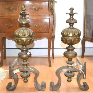 French Gilt Bronze Andirons   Antique Masterpieces   Structural