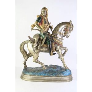 Large Middle Eastern man on horseback made from a cast alloy…