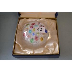 Baccarat paperweight, spaced millefiori on muslin ground,…