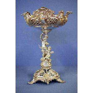 Antique German 800 silver centrepiece, with pierced repousse…