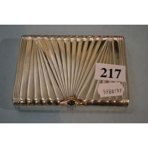Russian silver cigarette box, gold and cabachon open