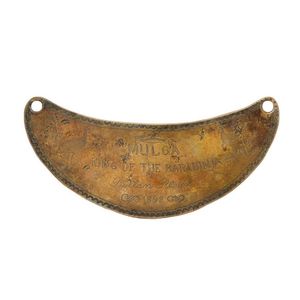 King Plate: Aboriginal breast plate or Gorget engraved 'Mulga…