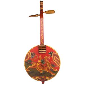 Handpainted decorative Chinese mandolin with lion's head.…