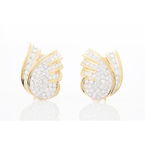 Beautiful Leaf Design With Diamond Earring