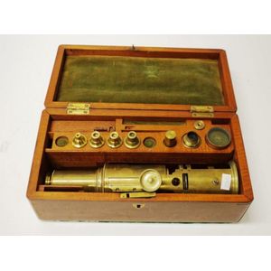 Antique 19th Century Victorian Brass Microscope in Carrying Case