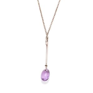 A silver Georg Jensen amethyst Dew drop pendant necklace,&hellip;