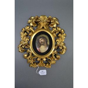 Antique porcelain hand painted plaque 'Jesus Christ' in a gilt…