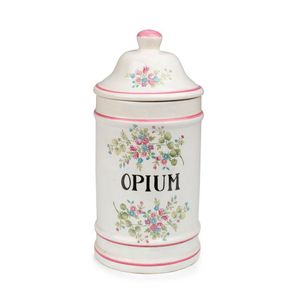Opium pharmacist jar, French hand-painted porcelain, most…