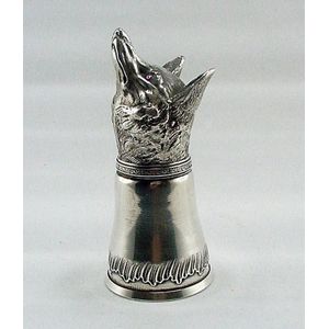 Russian silver fox head stirrup cup, Moscow 1892, base of the…