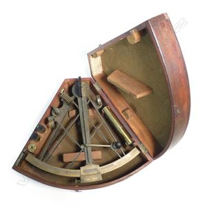 9½ inch radius lacquered brass lattice framed sextant, circa…
